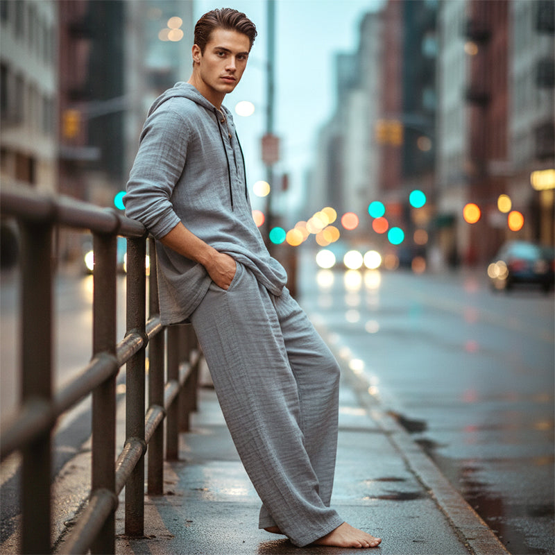 🔈🔈OFFRE À DURÉE LIMITÉE - 50 % DE RÉDUCTION🔥Ensemble 2 pièces pour homme : haut à capuche ample et pantalon