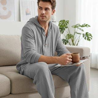 🔈🔈OFFRE À DURÉE LIMITÉE - 50 % DE RÉDUCTION🔥Ensemble 2 pièces pour homme : haut à capuche ample et pantalon
