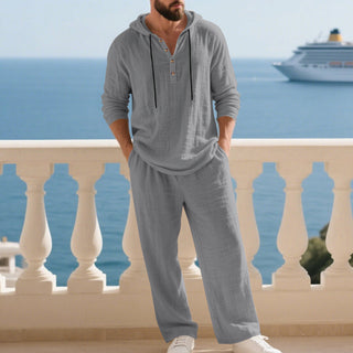 🔈🔈OFFRE À DURÉE LIMITÉE - 50 % DE RÉDUCTION🔥Ensemble 2 pièces pour homme : haut à capuche ample et pantalon