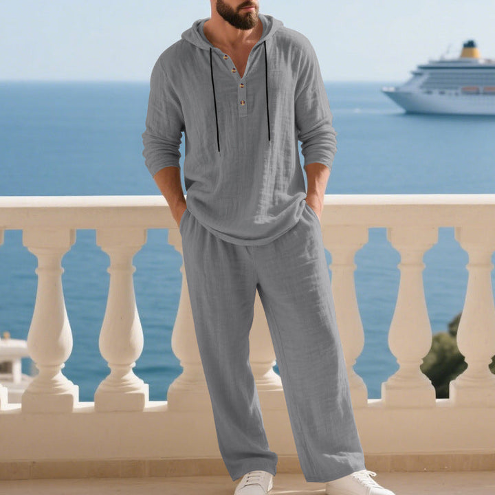 🔈🔈OFFRE À DURÉE LIMITÉE - 50 % DE RÉDUCTION🔥Ensemble 2 pièces pour homme : haut à capuche ample et pantalon